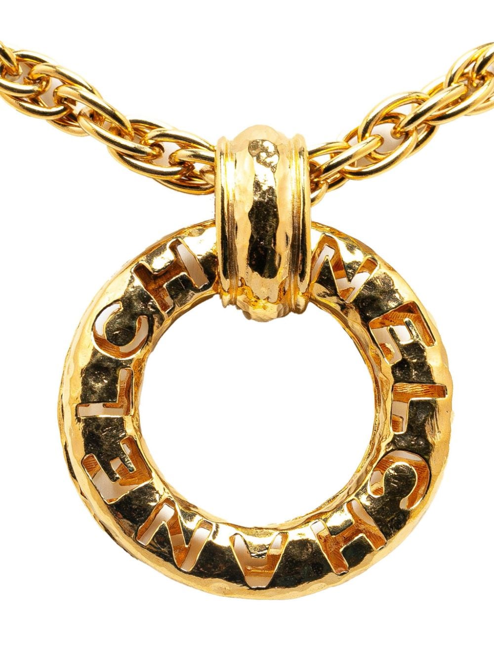 CHANEL Pre-Owned 1970-1980 Gold Plated Logo Pendant costume necklace von CHANEL Pre-Owned