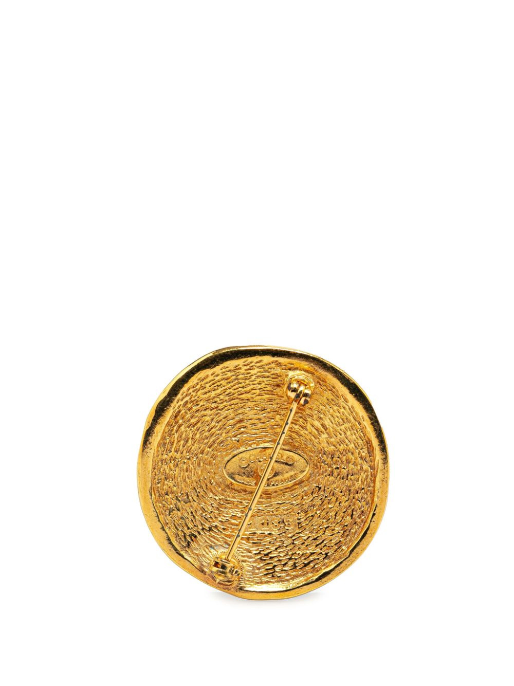 CHANEL Pre-Owned 1970-1980 Gold Plated Rue Cambon Medallion Pin costume brooch von CHANEL Pre-Owned