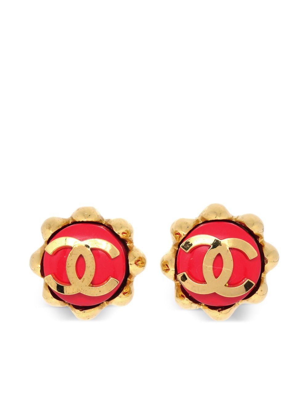 CHANEL Pre-Owned 1980-1990 CC-logo scalloped clip-on earrings - Gold von CHANEL Pre-Owned