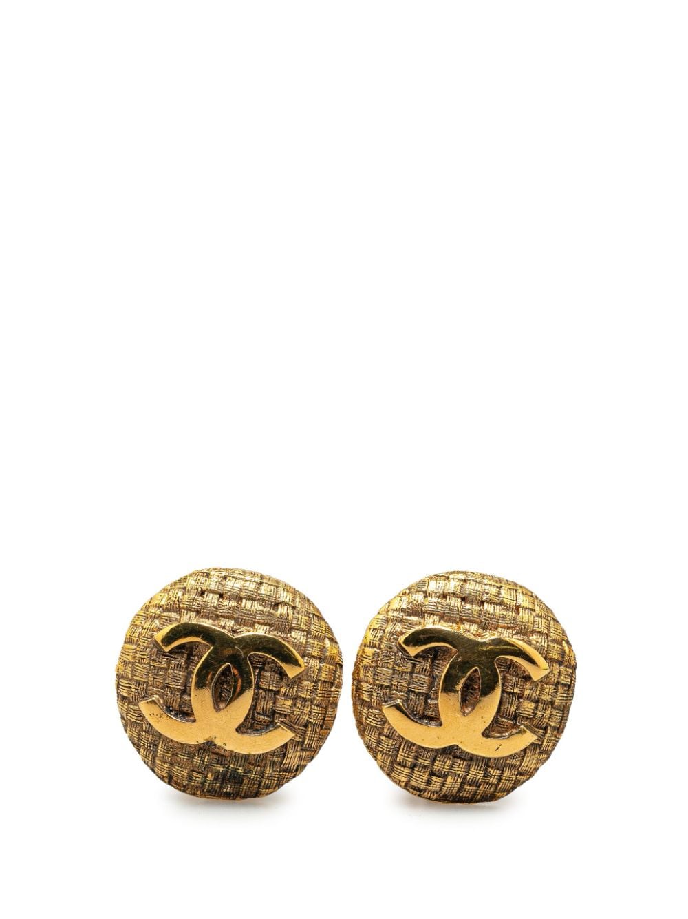 CHANEL Pre-Owned 1980-1990 Gold Plated CC Clip On costume earrings von CHANEL Pre-Owned