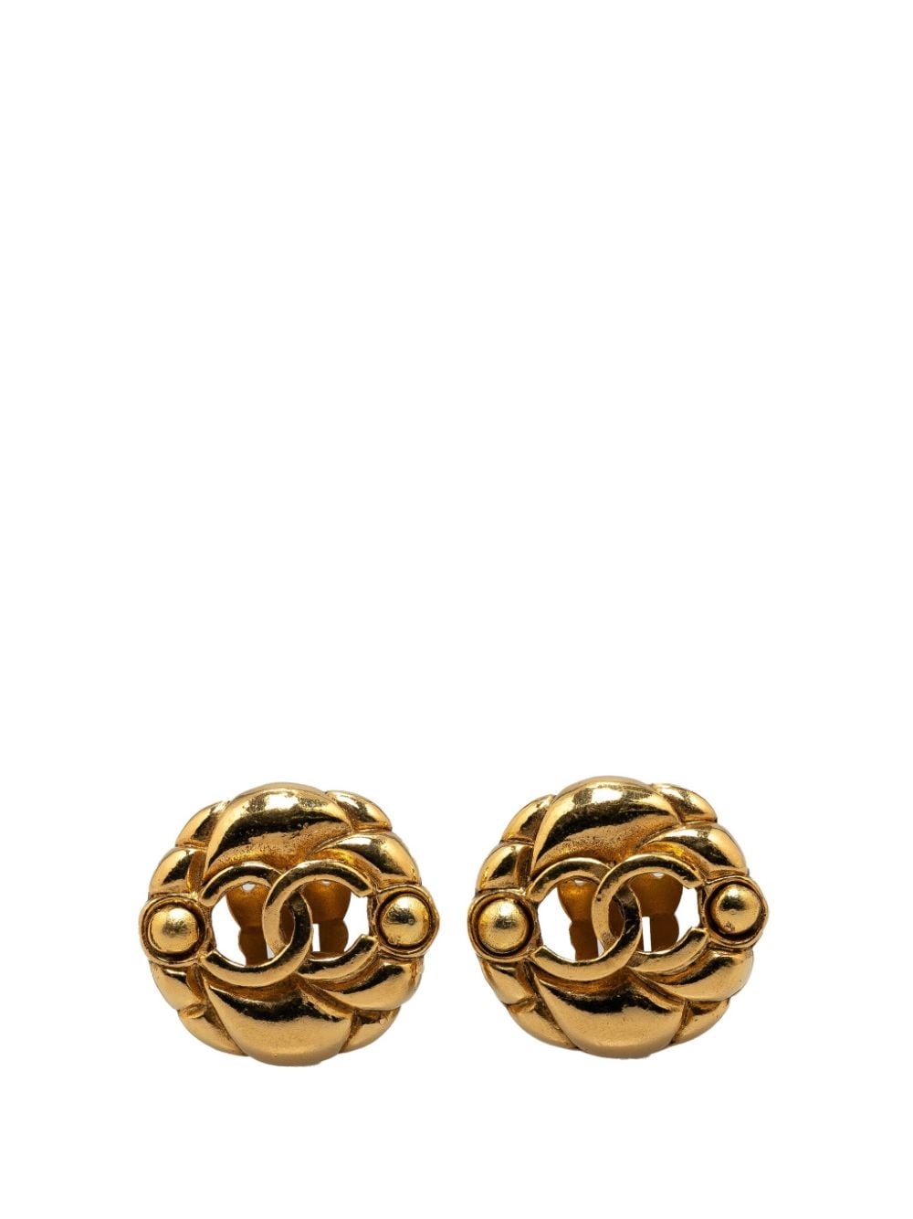 CHANEL Pre-Owned 1980-1990 Gold Plated CC Clip On costume earrings von CHANEL Pre-Owned