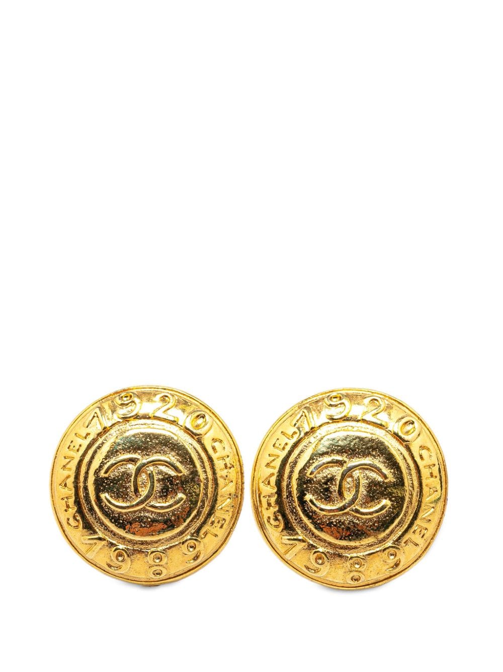 CHANEL Pre-Owned 1980-1990 Gold Plated CC Date Clip On costume earrings von CHANEL Pre-Owned