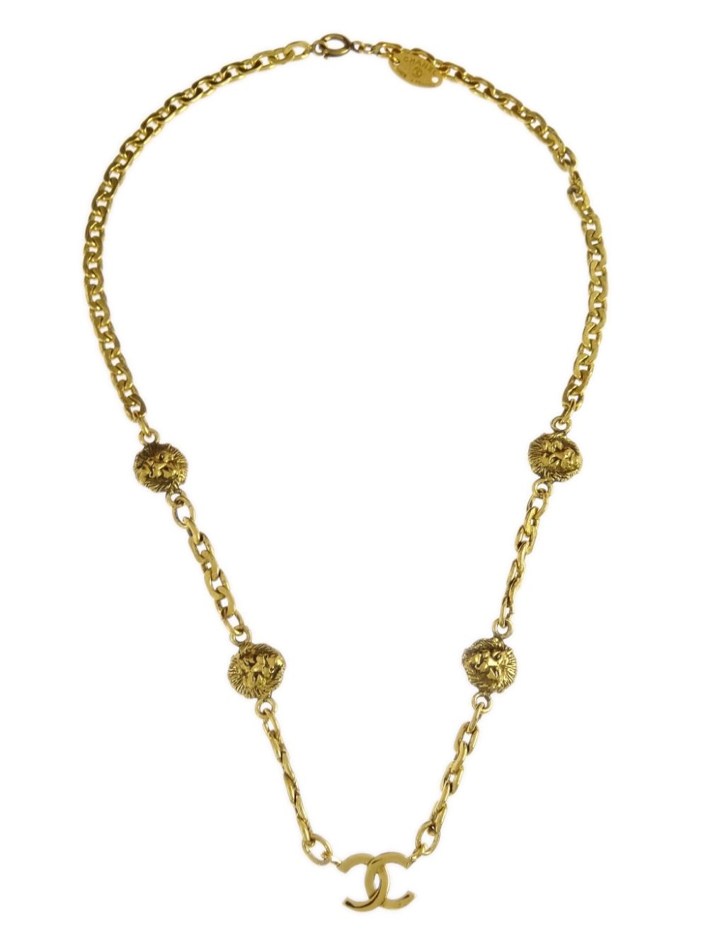 CHANEL Pre-Owned 1980-1990s gold plated Lion CC necklace von CHANEL Pre-Owned