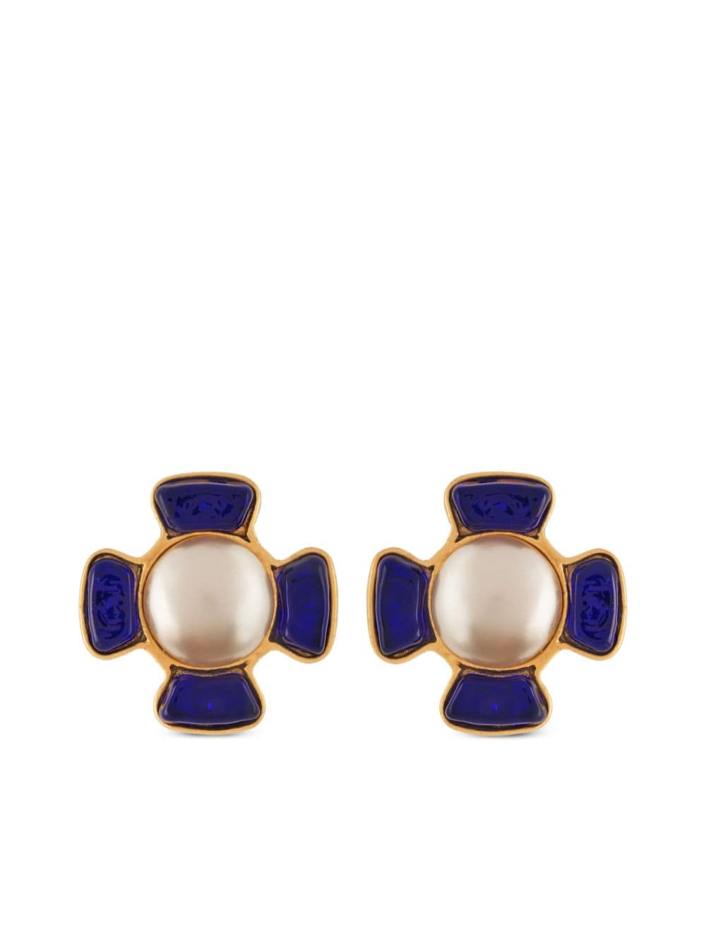 CHANEL Pre-Owned 1980s faux-pearl clip-on earrings - Gold von CHANEL Pre-Owned