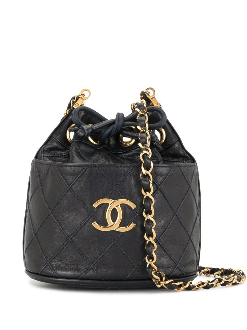 CHANEL Pre-Owned 1985-1993 Cosmos diamond quilt drawstring bucket bag - Blue von CHANEL Pre-Owned