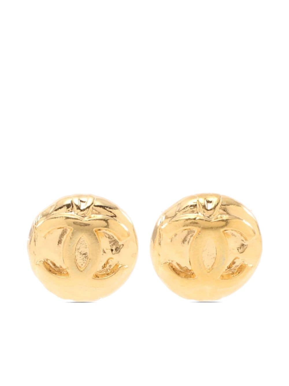 CHANEL Pre-Owned 1986-1988 CC button clip-on earrings - Gold von CHANEL Pre-Owned