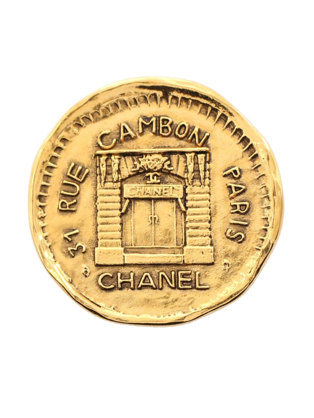 CHANEL Pre-Owned 1986-1988 Rue Cambon Paris engraved brooch - Gold von CHANEL Pre-Owned