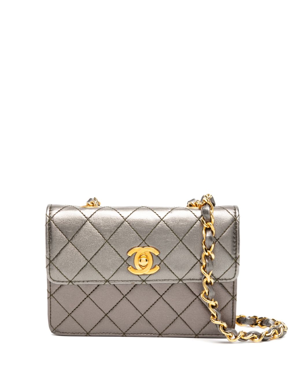 CHANEL Pre-Owned 1989-1991s micro mini flag bag - Metallic von CHANEL Pre-Owned