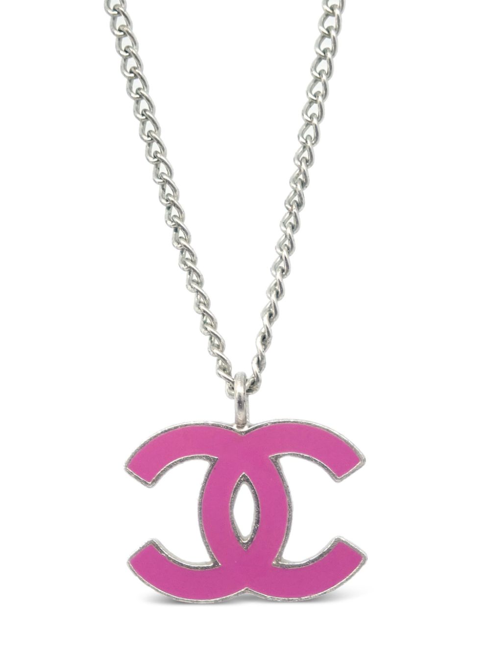 CHANEL Pre-Owned 1990-2000 enamel-detail CC-pendant necklace - Silver von CHANEL Pre-Owned