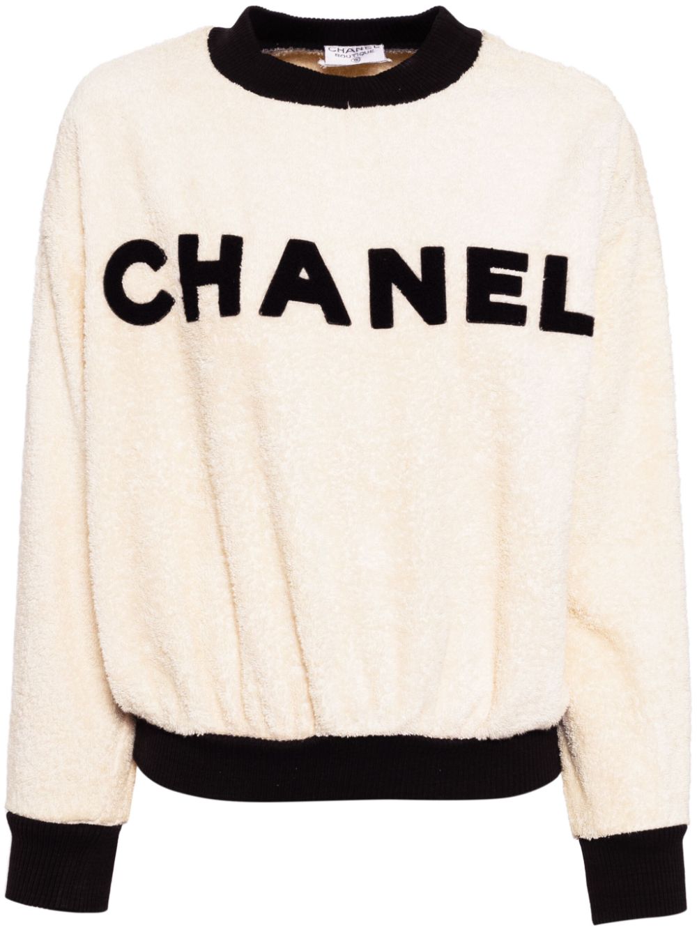 CHANEL Pre-Owned 1990-2000 logo-patch sweatshirt - Neutrals von CHANEL Pre-Owned