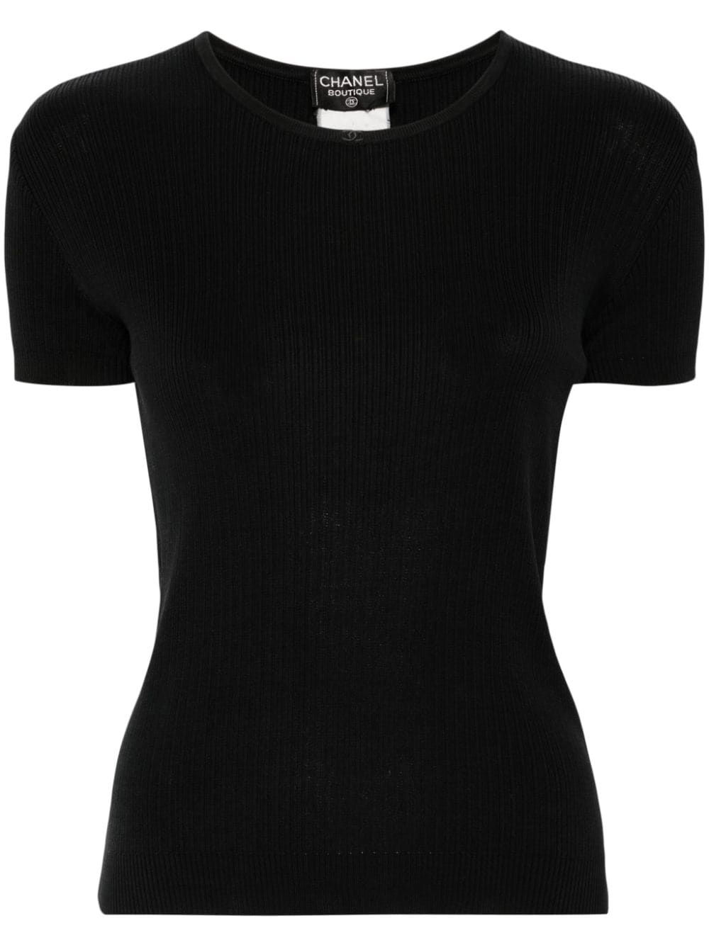 CHANEL Pre-Owned 1990-2000 ribbed cotton T-shirt - Black von CHANEL Pre-Owned