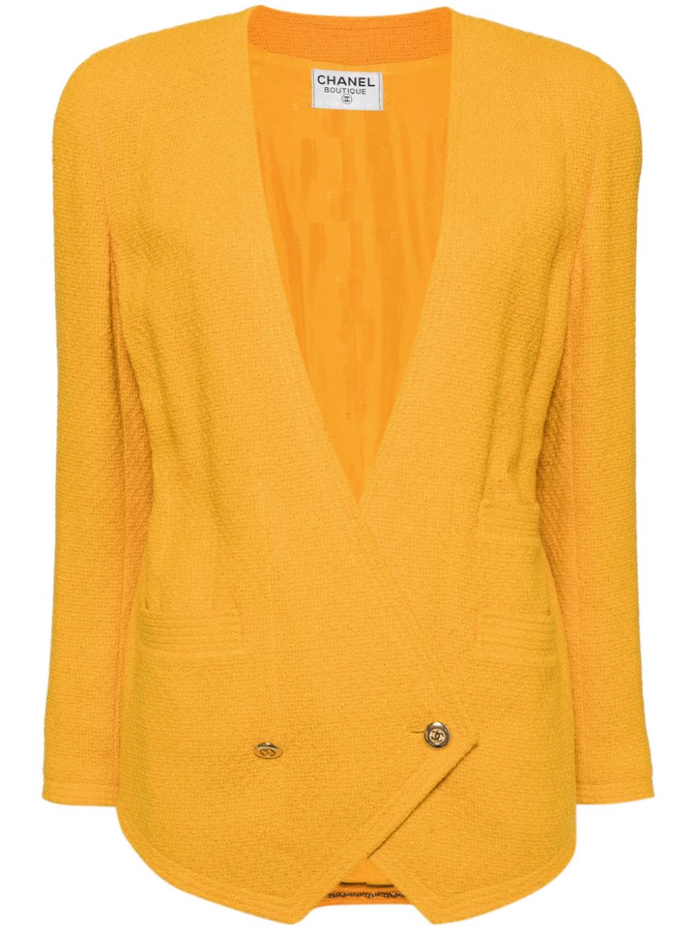 CHANEL Pre-Owned 1990-2000’s Double Breasted Collarrless jacket - Yellow von CHANEL Pre-Owned