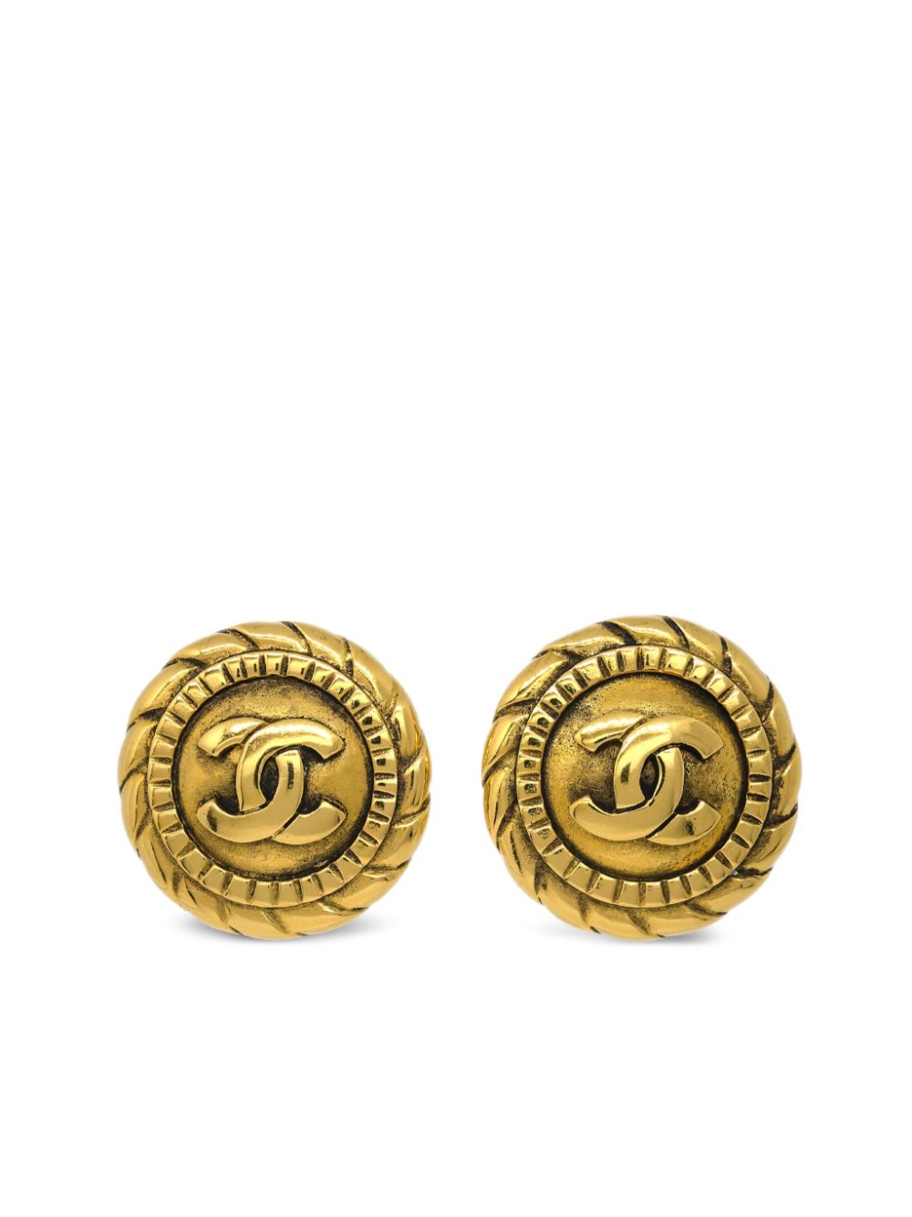 CHANEL Pre-Owned 1990-2000s CC button clip-on earrings - Gold von CHANEL Pre-Owned