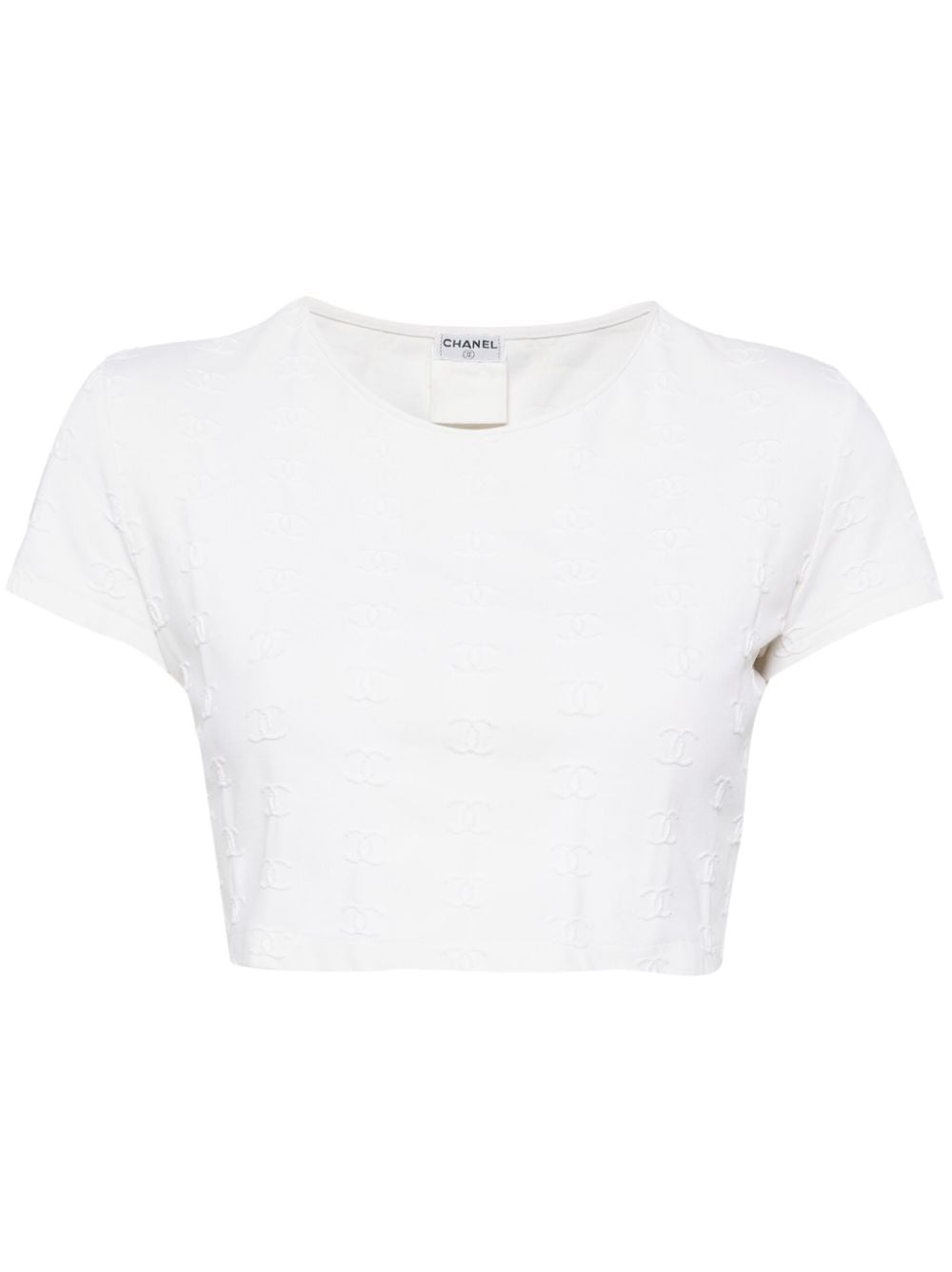 CHANEL Pre-Owned 1990-2000s CC-embroidered cropped T-shirt - White von CHANEL Pre-Owned