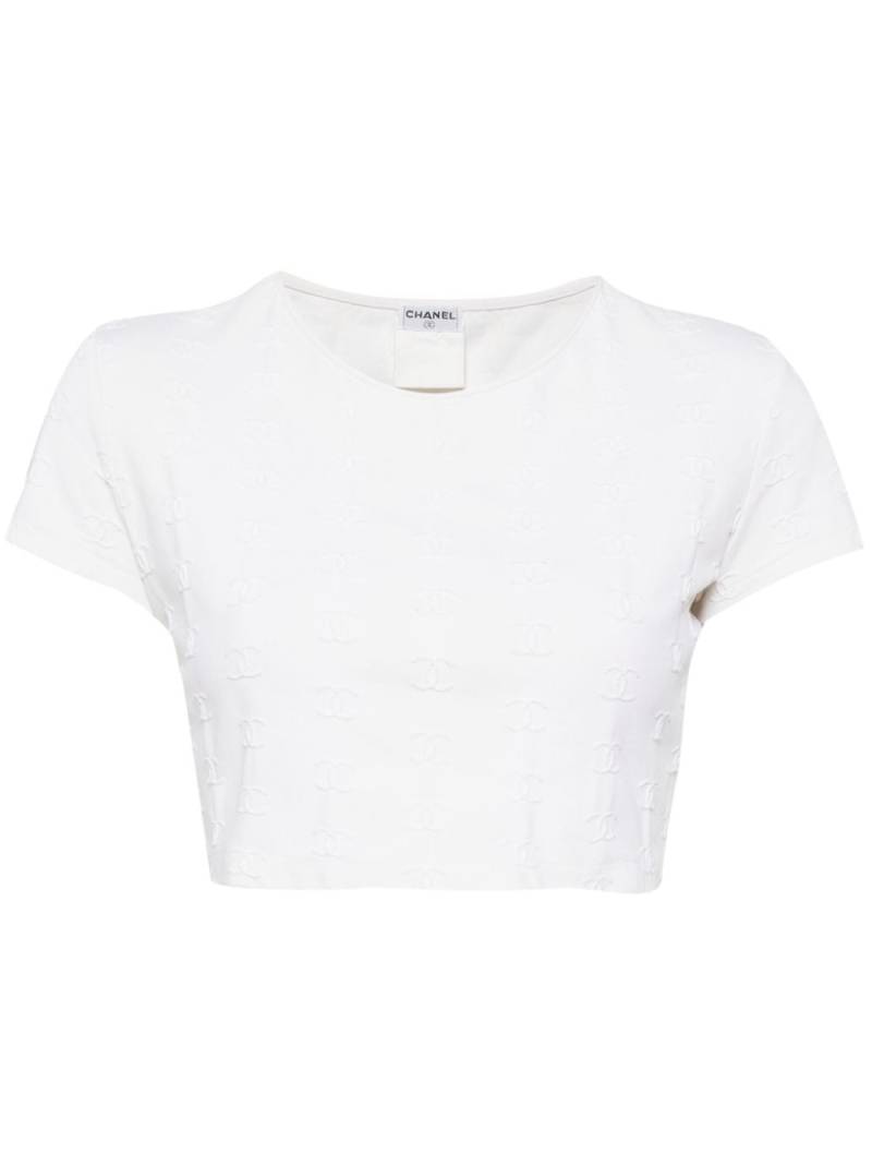 CHANEL Pre-Owned 1990-2000s CC-embroidered cropped T-shirt - White von CHANEL Pre-Owned