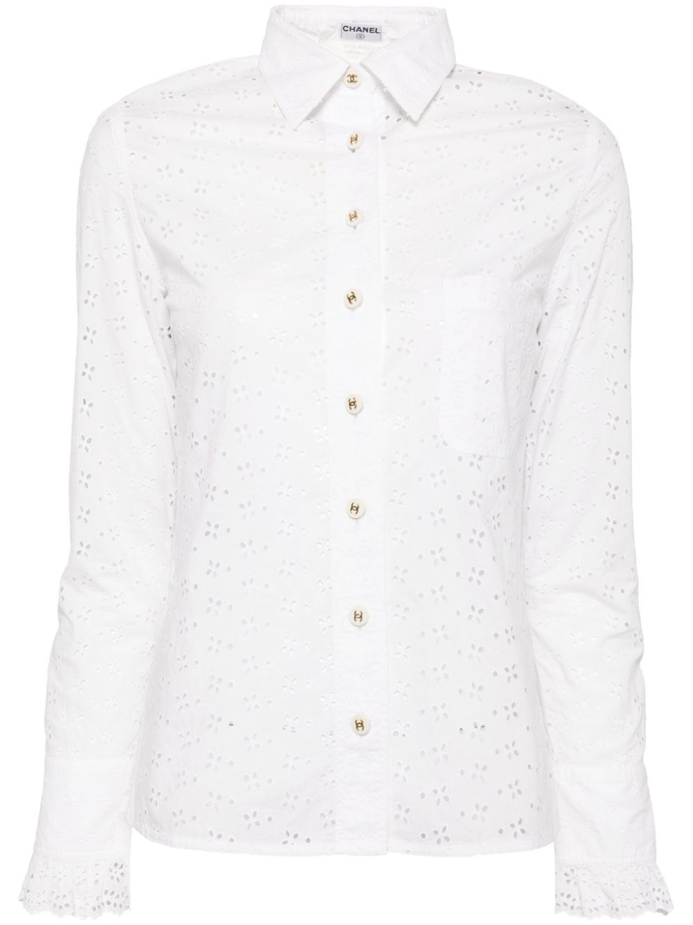 CHANEL Pre-Owned 1990-2000s CC mark button shirt blouse - White von CHANEL Pre-Owned