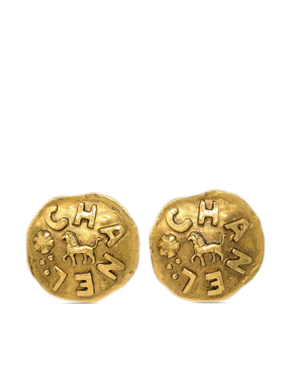 CHANEL Pre-Owned 1990-2000s Lion Button clip-on earrings - Gold von CHANEL Pre-Owned