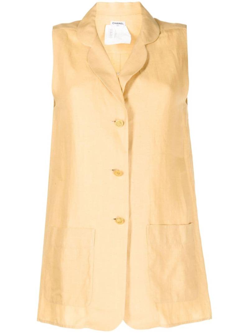 CHANEL Pre-Owned 1990-2000s button-front linen waistcoat - Yellow von CHANEL Pre-Owned