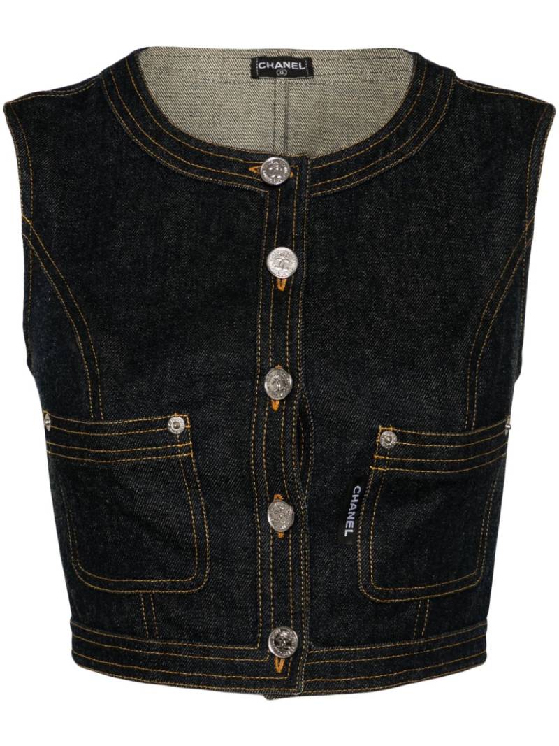 CHANEL Pre-Owned 1990-2000s cropped denim vest - Blue von CHANEL Pre-Owned