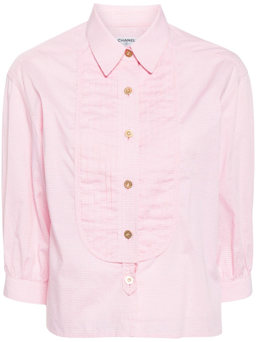 CHANEL Pre-Owned 1990-2000s gingham-check cotton shirt - Pink von CHANEL Pre-Owned