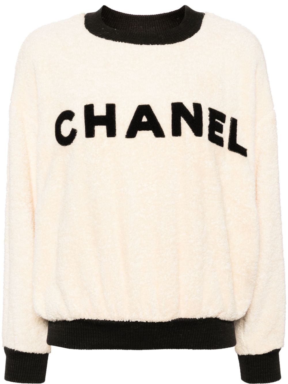 CHANEL Pre-Owned 1990-2000s logo-appliqué fleece sweatshirt - Neutrals von CHANEL Pre-Owned