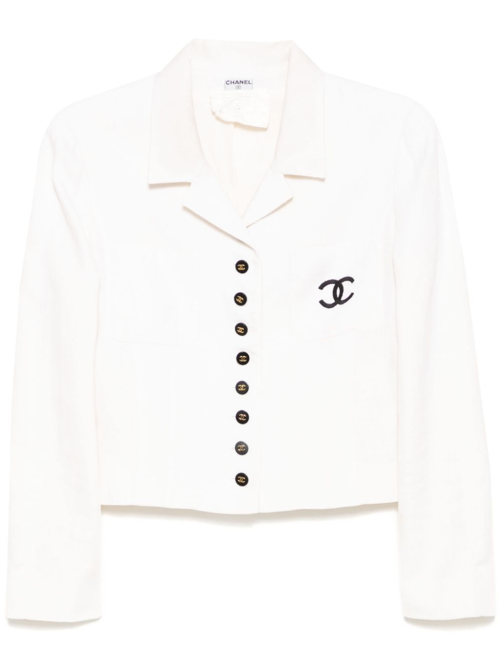 CHANEL Pre-Owned 1990-2000s logo embroidery single-breasted blazer - White von CHANEL Pre-Owned