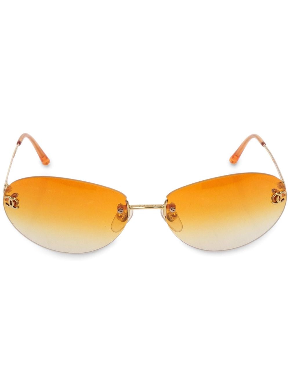 CHANEL Pre-Owned 1990-2000s oval-frame sunglasses - Orange von CHANEL Pre-Owned