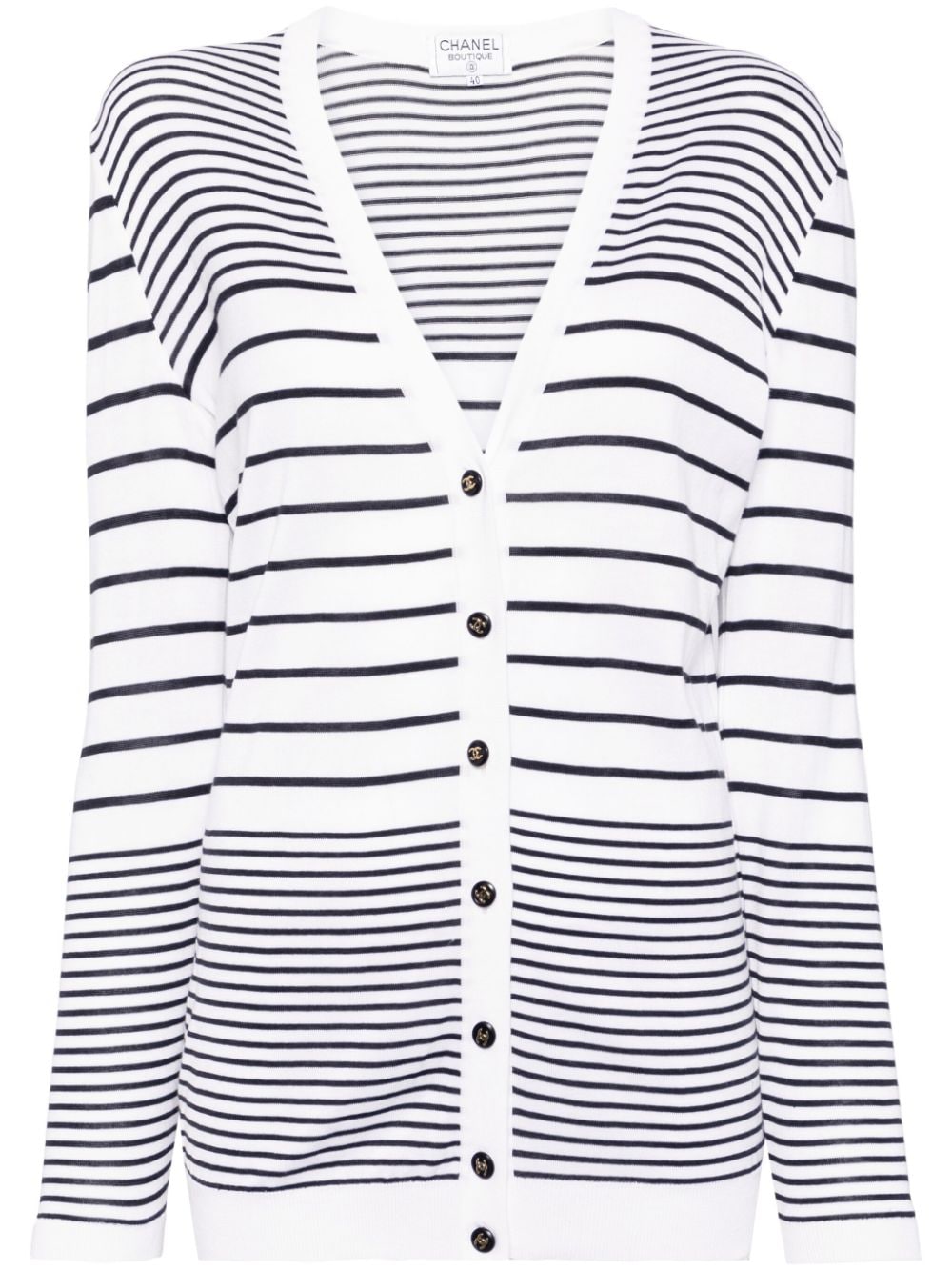 CHANEL Pre-Owned 1990-2000s striped cotton cardigan - White von CHANEL Pre-Owned