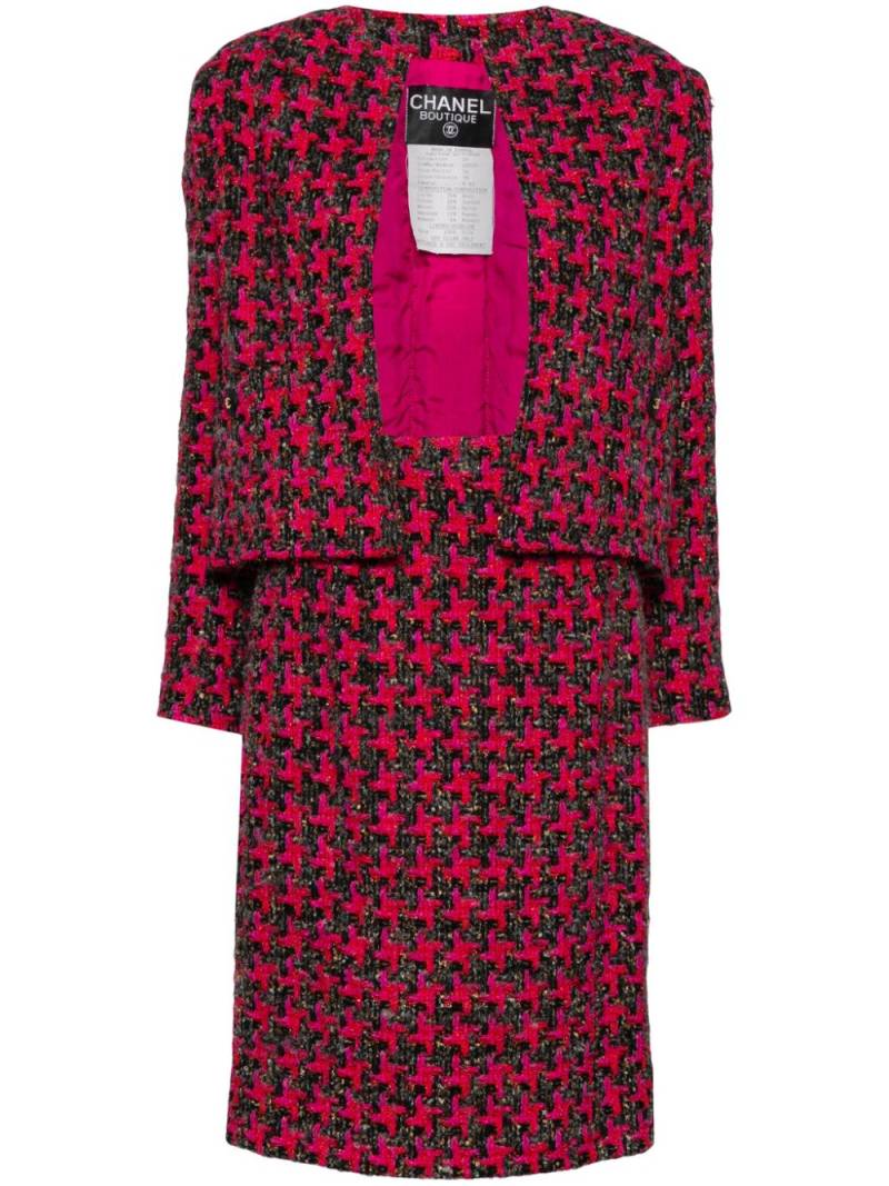 CHANEL Pre-Owned 1990 houndstooth skirt suit - Pink von CHANEL Pre-Owned