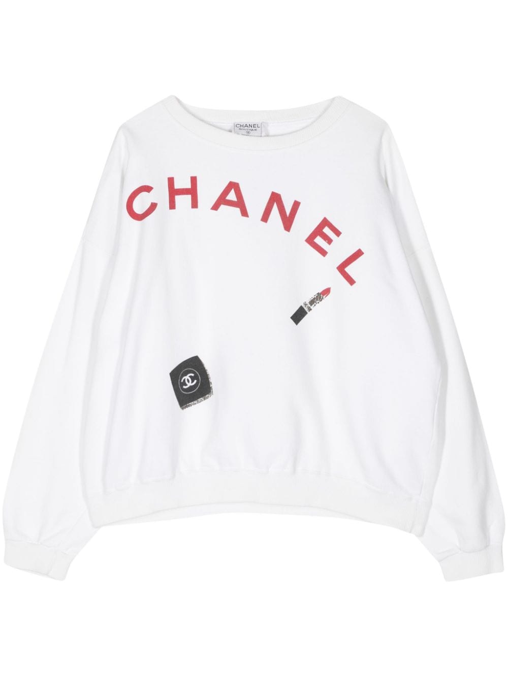 CHANEL Pre-Owned 1990 logo-print cotton sweatshirt - White von CHANEL Pre-Owned