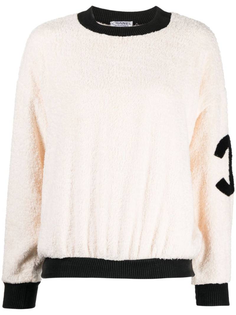 CHANEL Pre-Owned 1990s CC crew-neck fleece sweatshirt - Neutrals von CHANEL Pre-Owned