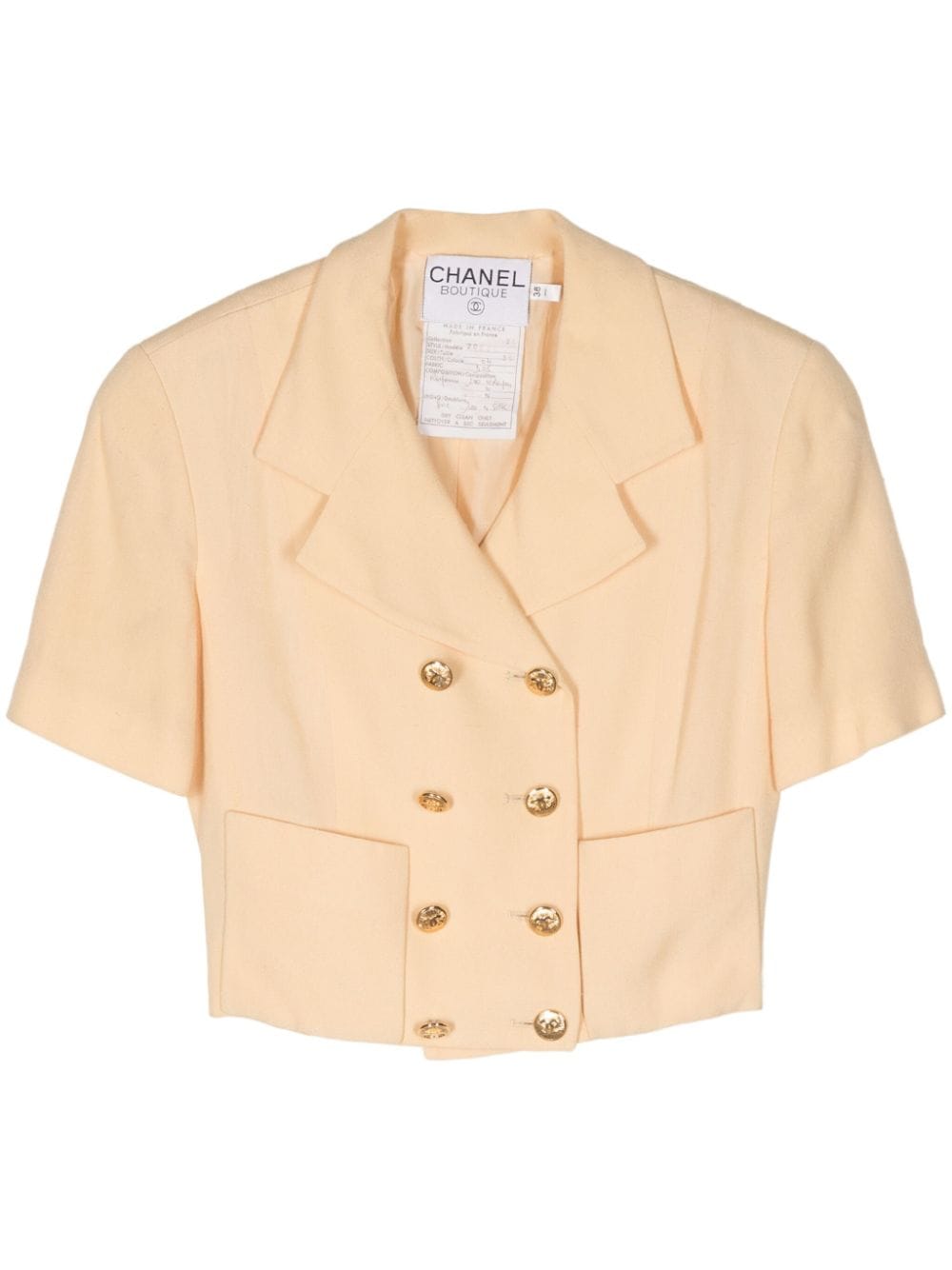 CHANEL Pre-Owned 1990s CC-embossed cropped blazer - Yellow von CHANEL Pre-Owned