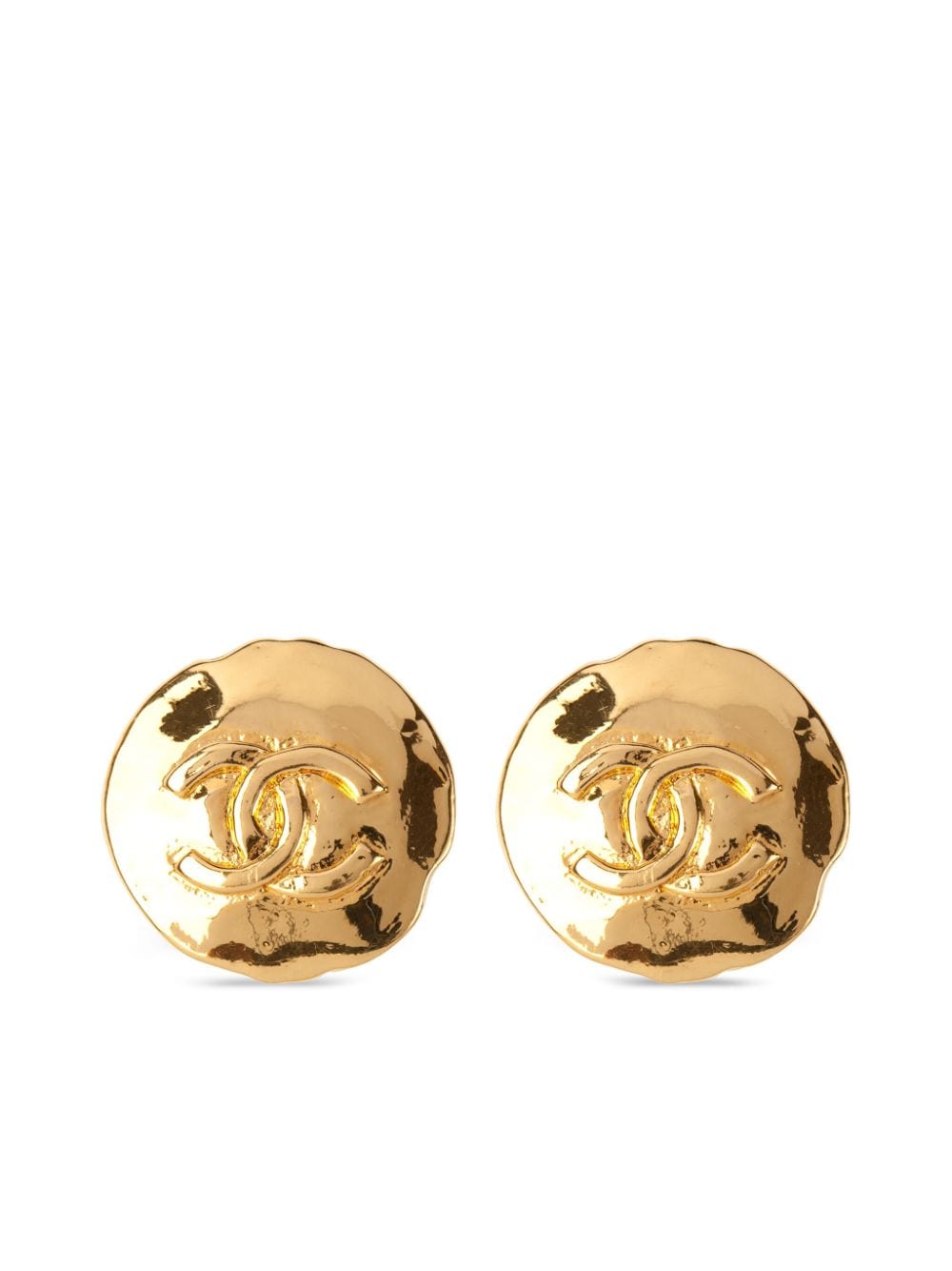 CHANEL Pre-Owned 1990s gold plated Interlocking CC clip-on earrings von CHANEL Pre-Owned