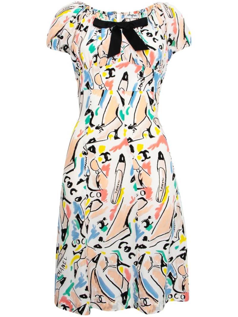 CHANEL Pre-Owned 1990s graphic-print silk dress - Multicolour von CHANEL Pre-Owned