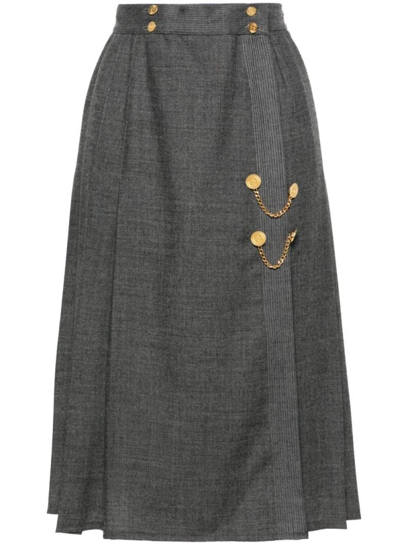 CHANEL Pre-Owned 1990s pleated wool midi skirt - Grey von CHANEL Pre-Owned