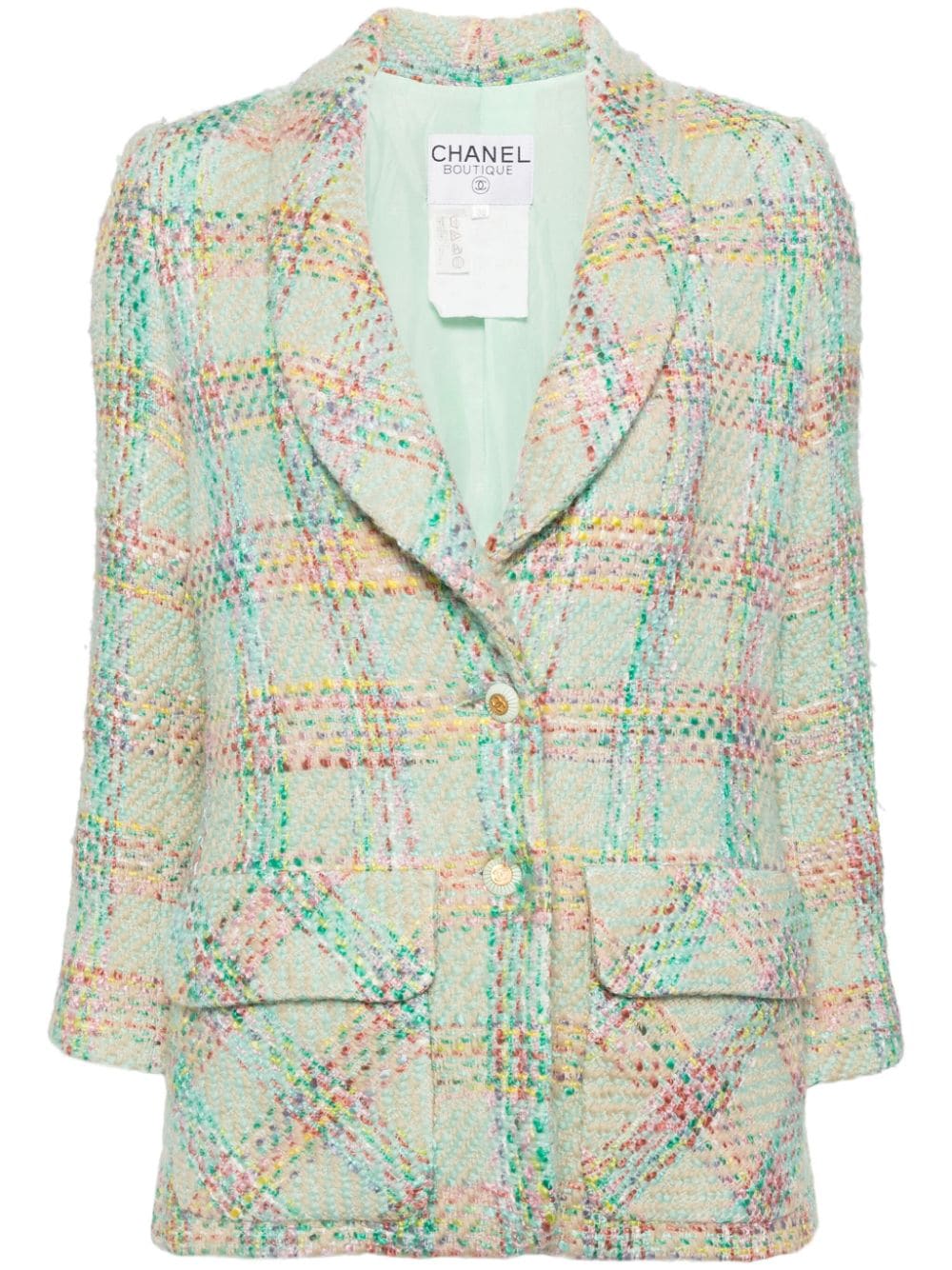 CHANEL Pre-Owned 1990s single-breasted tweed jacket - Green von CHANEL Pre-Owned