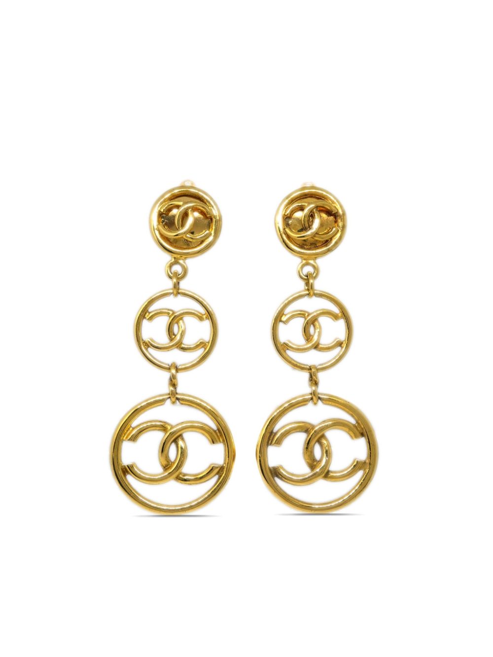 CHANEL Pre-Owned 1993 CC dangle clip-on earrings - Gold von CHANEL Pre-Owned