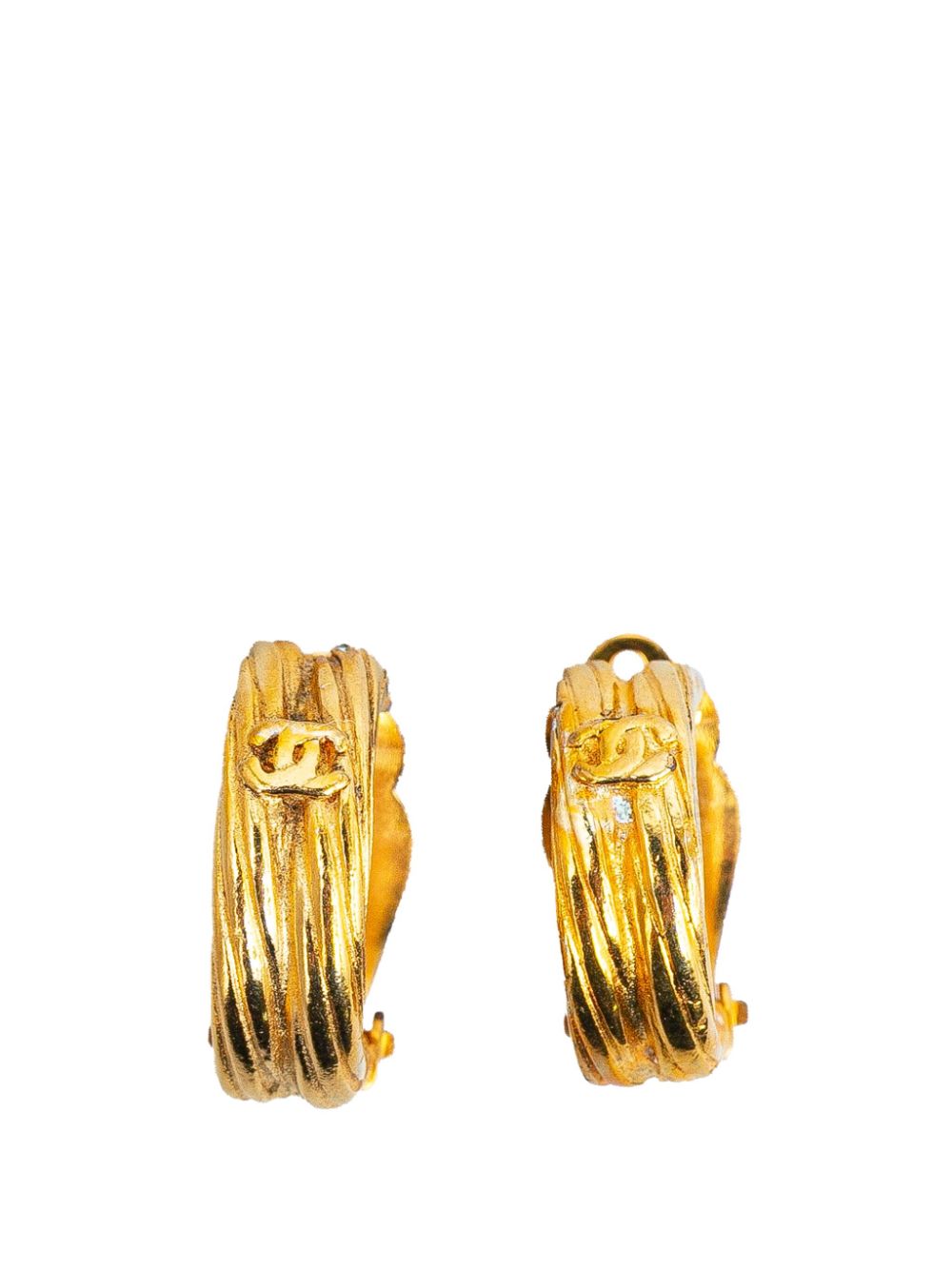 CHANEL Pre-Owned 1993 Gold Plated CC Hoop Clip on costume earrings von CHANEL Pre-Owned