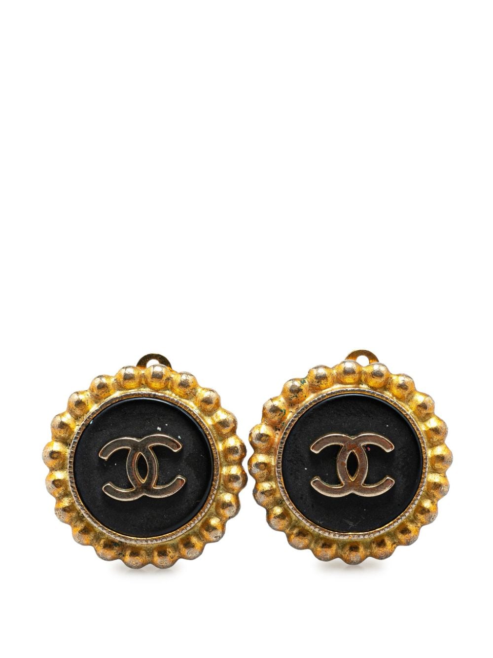 CHANEL Pre-Owned 1994 CC Clip on costume earrings - Black von CHANEL Pre-Owned