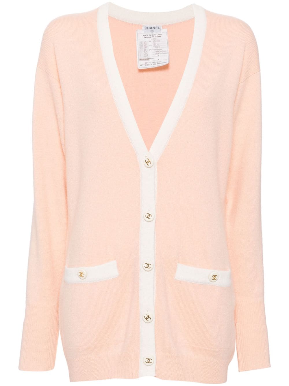 CHANEL Pre-Owned 1994 contrast-trim cashmere cardigan - Pink von CHANEL Pre-Owned