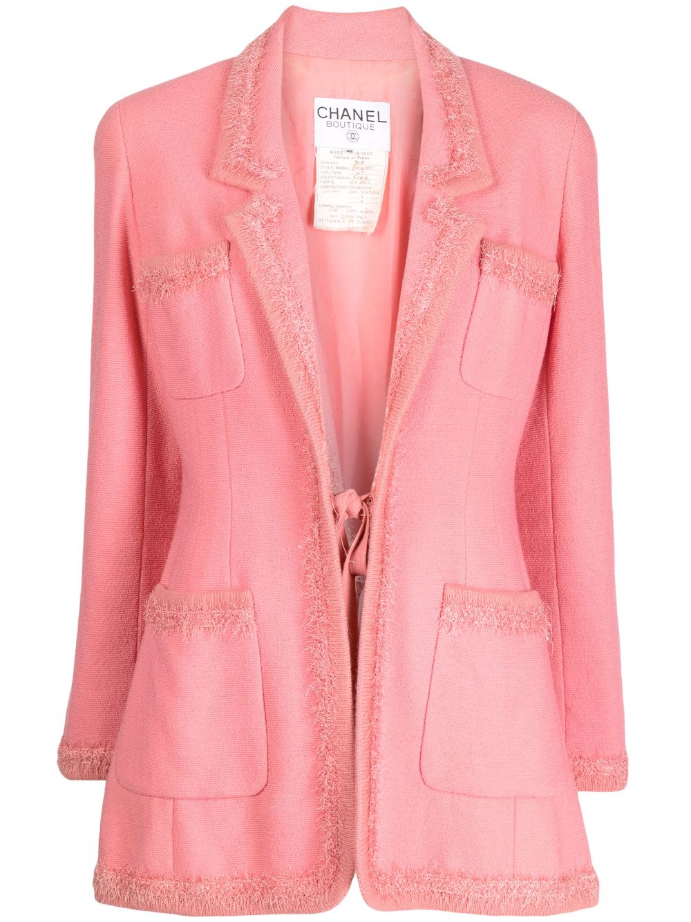 CHANEL Pre-Owned 1994 frayed-detailed single-breasted blazer - Pink von CHANEL Pre-Owned