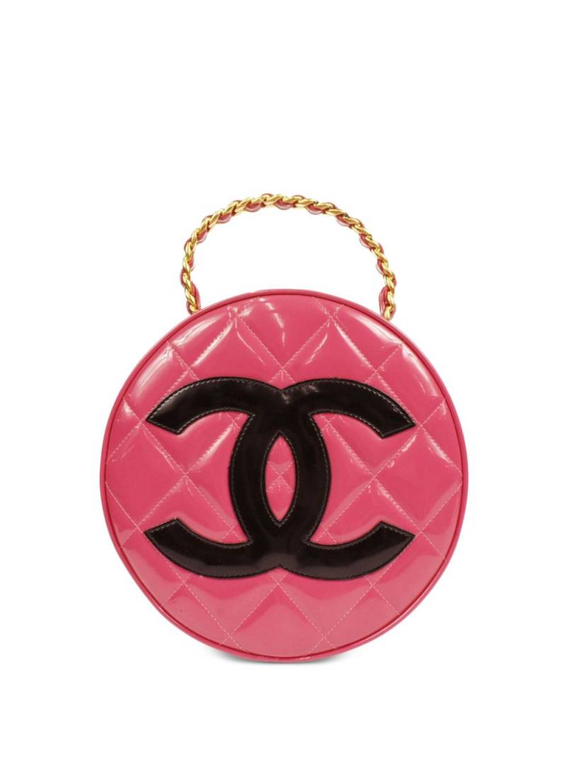 CHANEL Pre-Owned 1995 CC diamond-quilted round vanity bag - Pink von CHANEL Pre-Owned