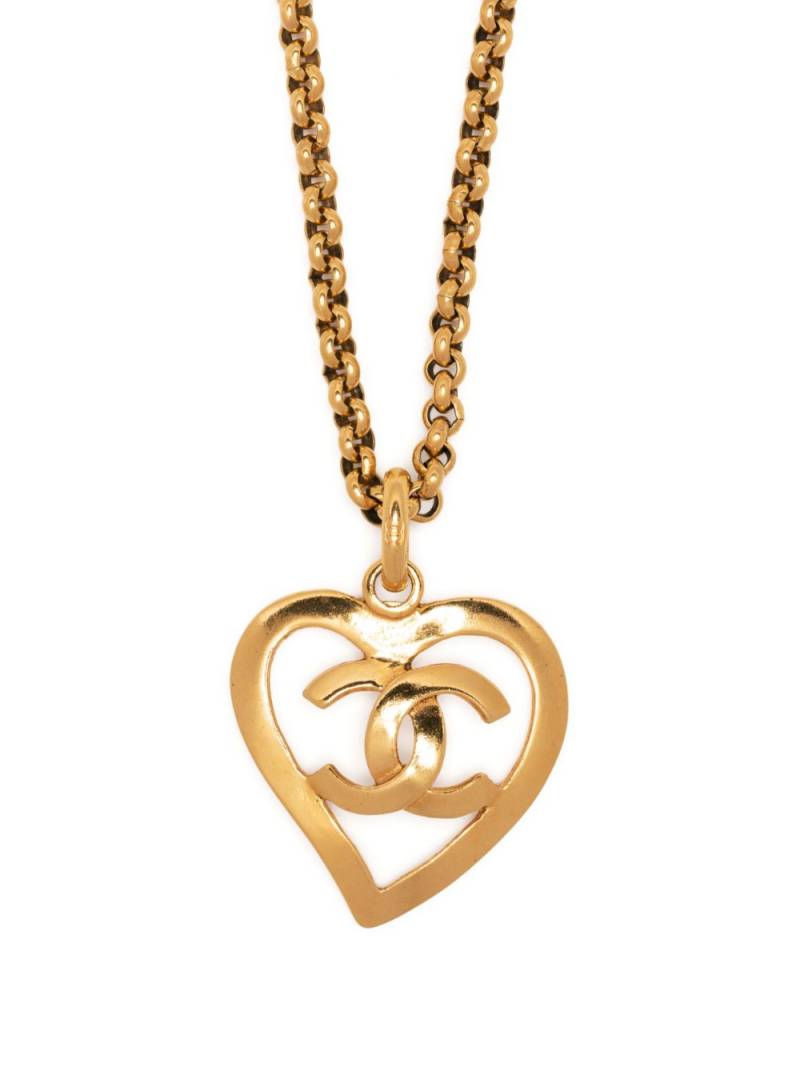 CHANEL Pre-Owned 1995 CC heart-pendant chain necklace - Gold von CHANEL Pre-Owned