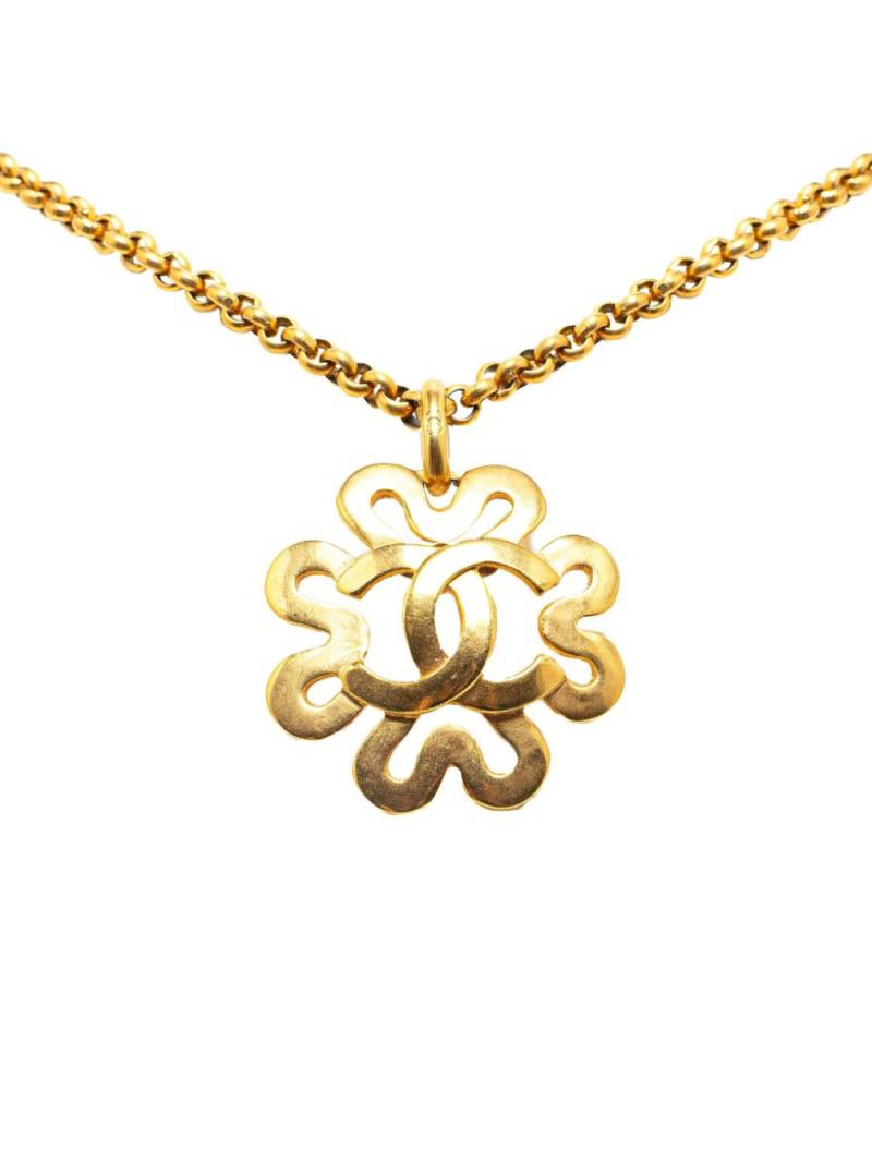 CHANEL Pre-Owned 1995 Gold Plated CC Flower Pendant costume necklace von CHANEL Pre-Owned