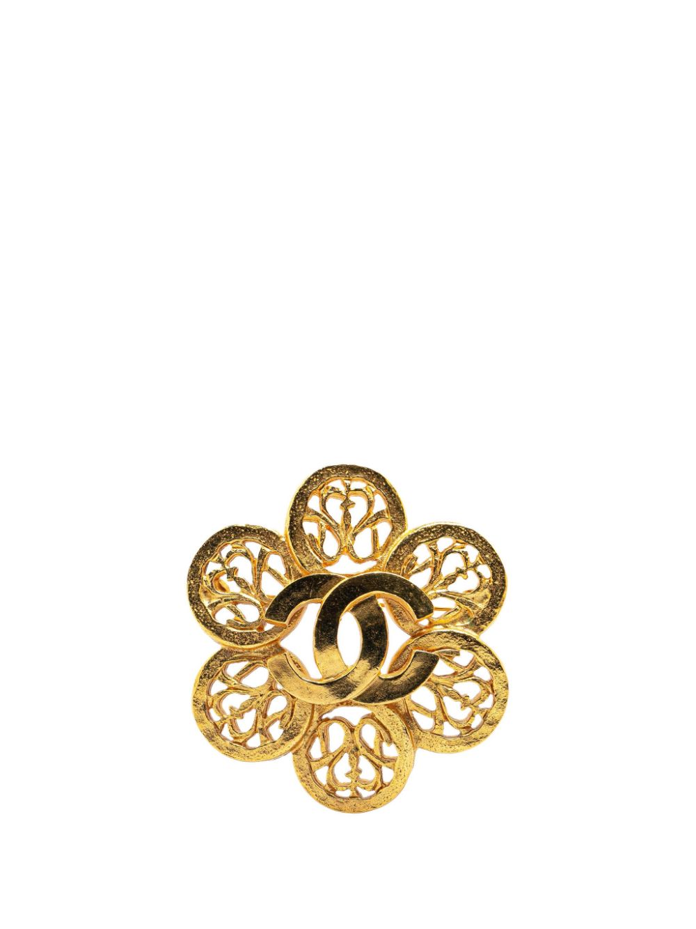 CHANEL Pre-Owned 1995 Gold Plated CC Flower costume brooch von CHANEL Pre-Owned