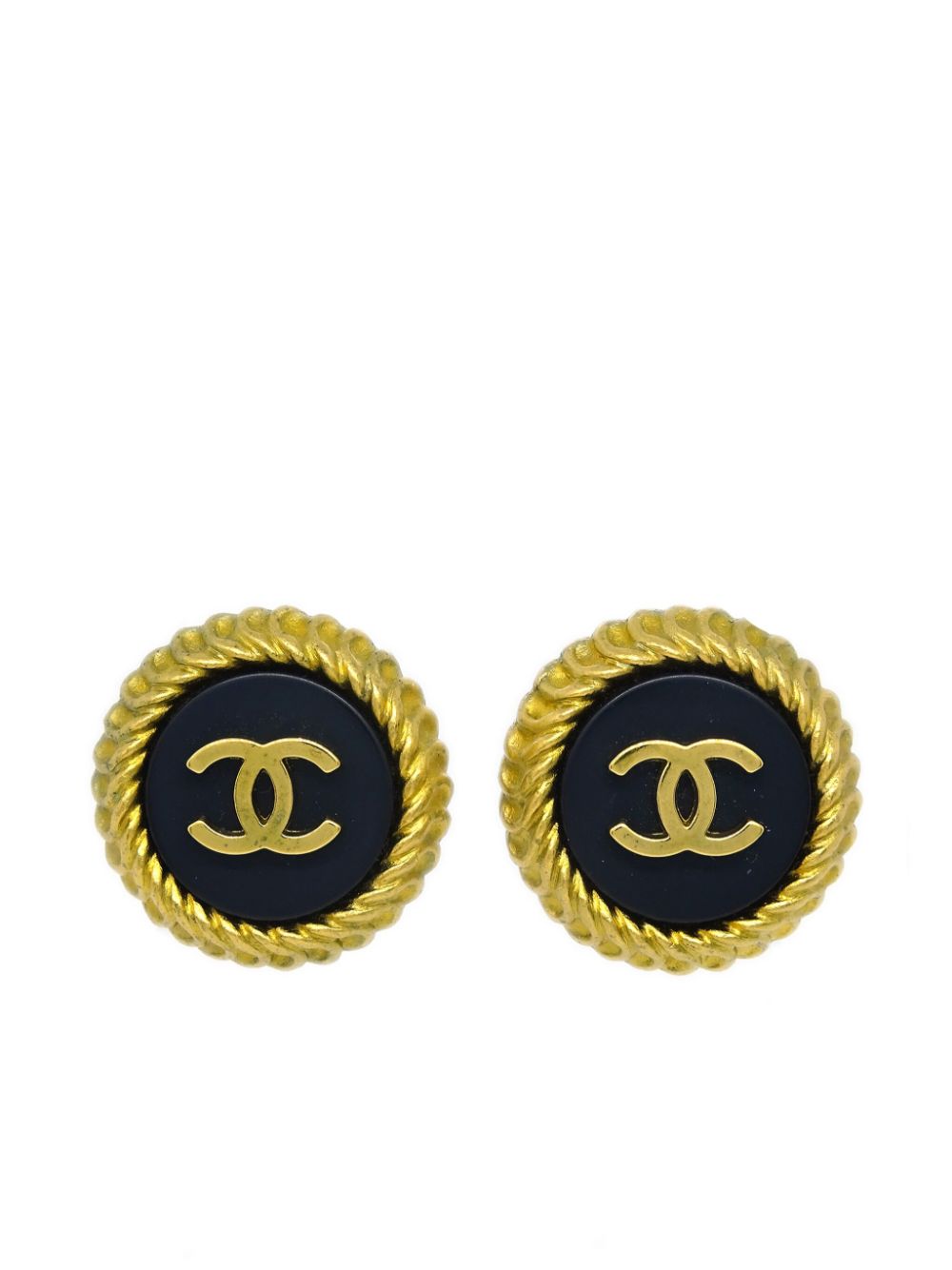 CHANEL Pre-Owned 1995 button earrings - Black von CHANEL Pre-Owned