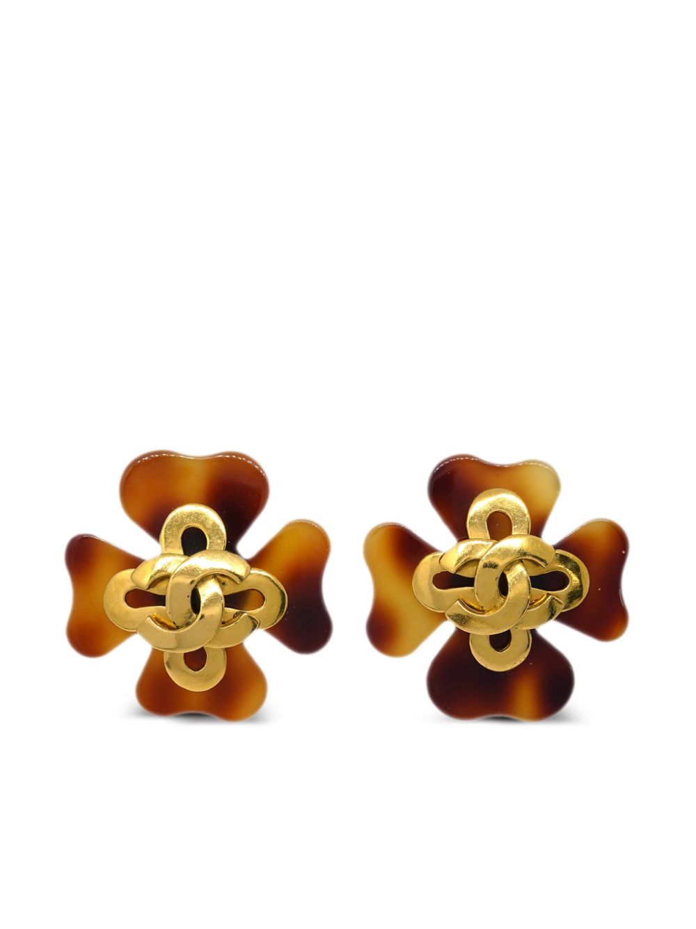 CHANEL Pre-Owned 1995 clover earrings - Brown von CHANEL Pre-Owned