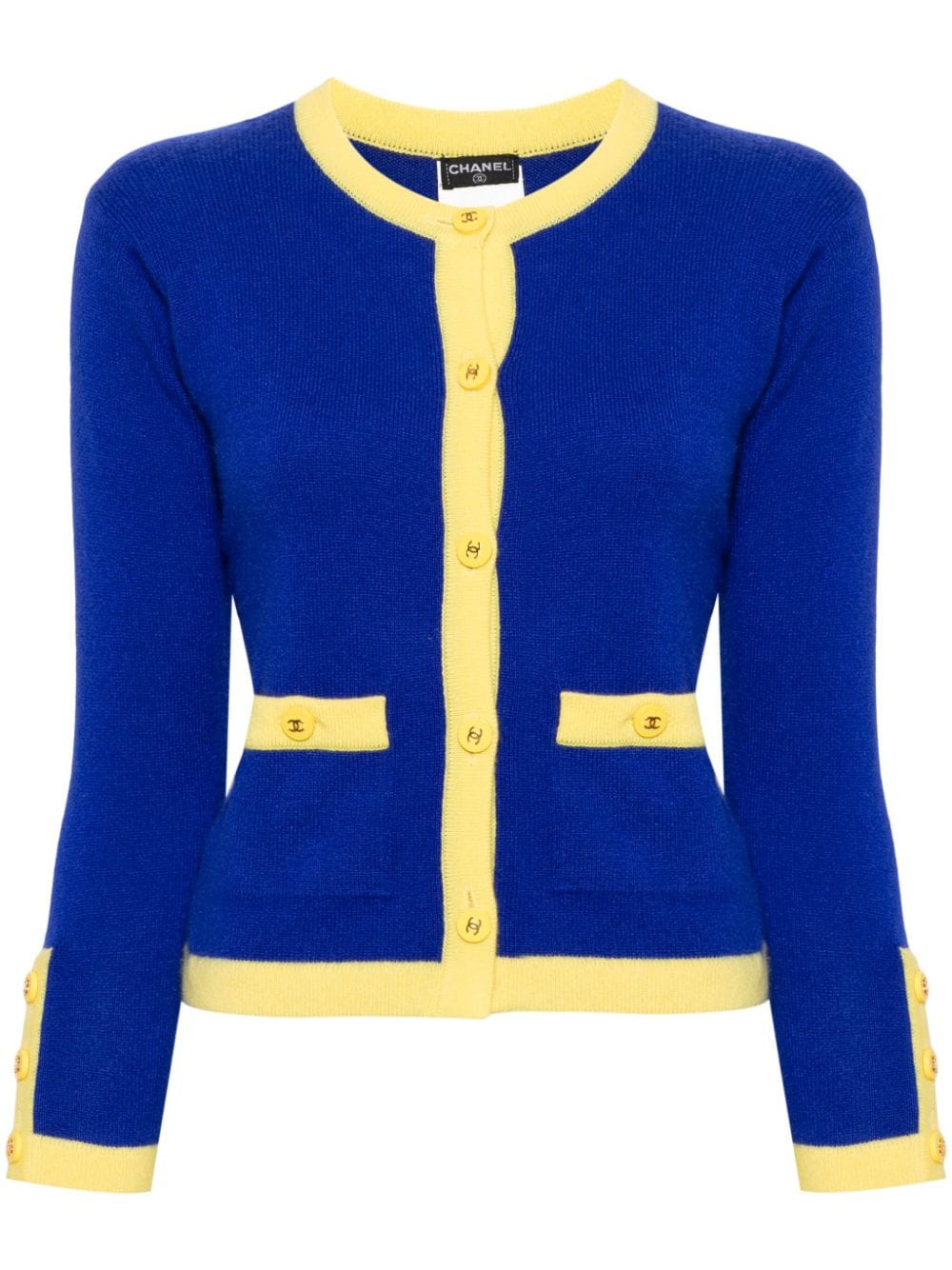 CHANEL Pre-Owned 1995 contrast-trim cashmere cardigan - Blue von CHANEL Pre-Owned
