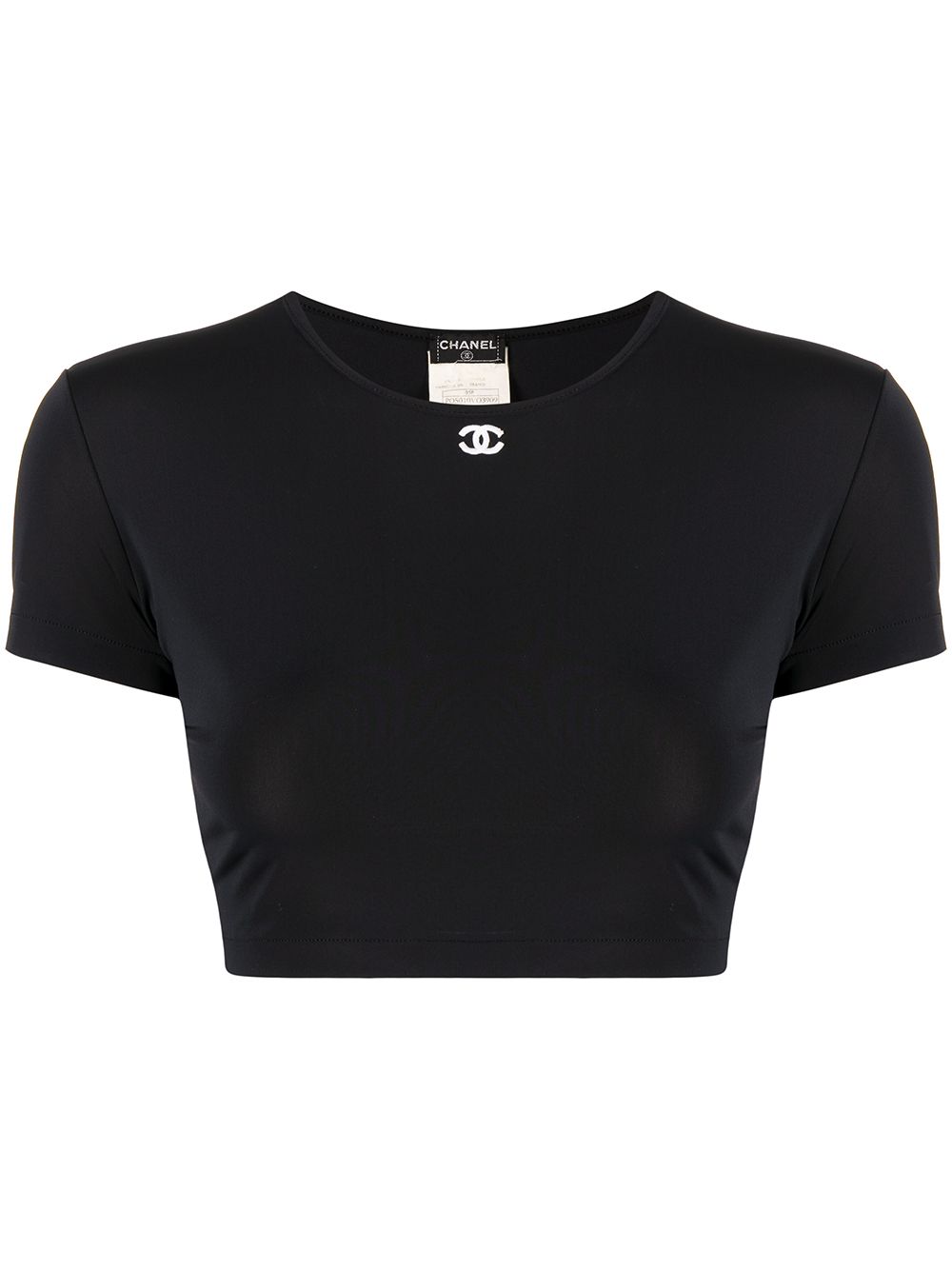 CHANEL Pre-Owned 1995 logo cropped T-shirt - Black von CHANEL Pre-Owned