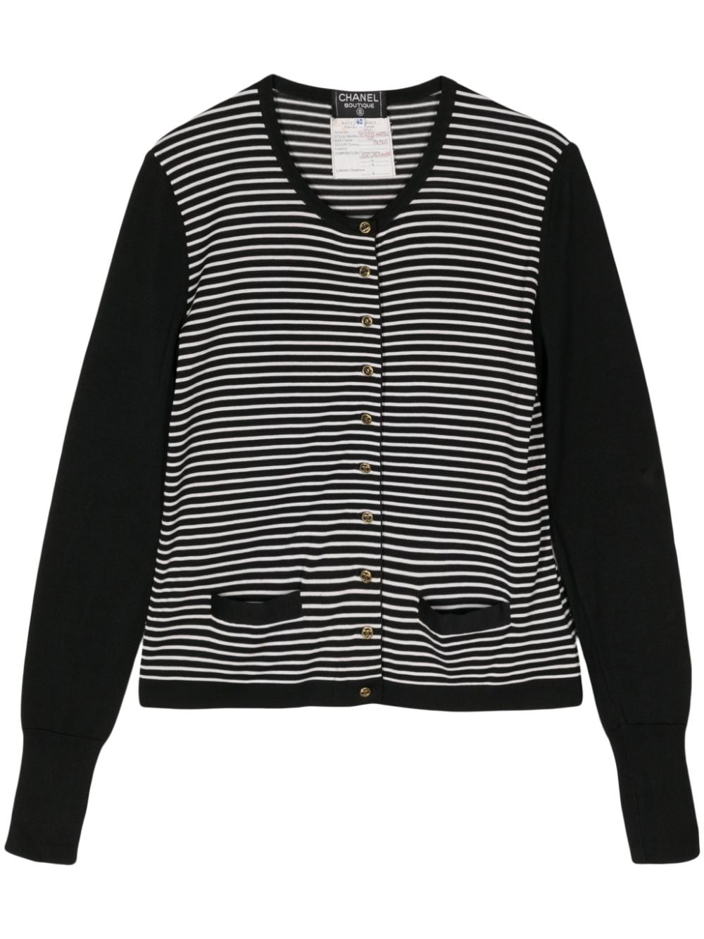 CHANEL Pre-Owned 1995 striped cotton cardigan - Black von CHANEL Pre-Owned